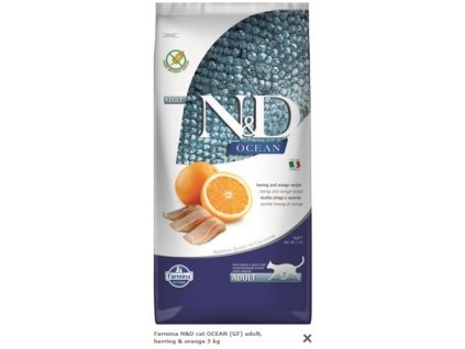 Farmina N&D cat OCEAN (GF) adult, herring & orange 5 kg