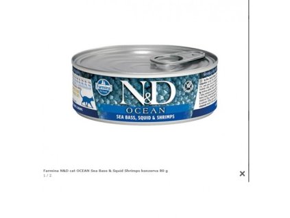 Farmina N&D cat OCEAN Sea Bass & Squid Shrimps konzerva 80 g