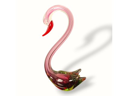 Barevná křišťálová labuť – ručně vyráběná dekorace