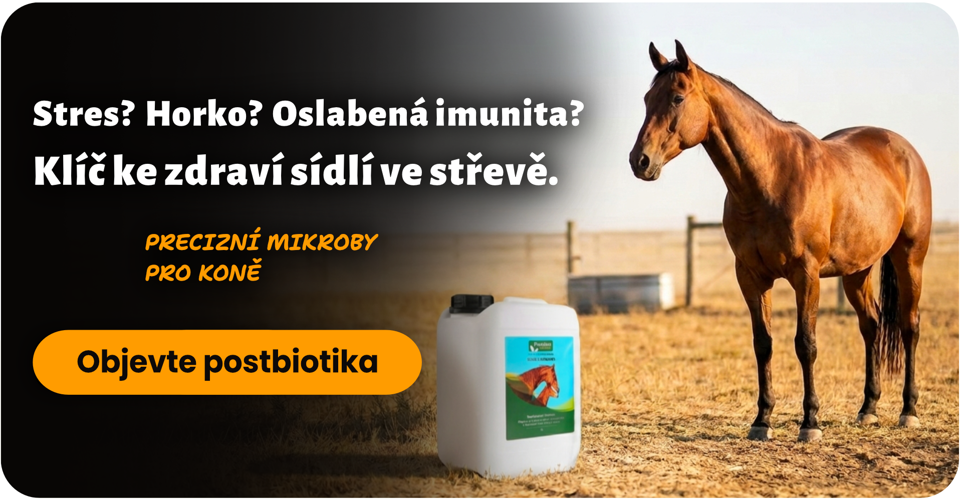 Precizní mikroby pro koně na stres, horko, oslabenou imunitu