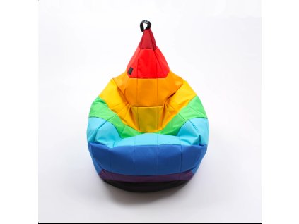 Sedací vak Patchwork Duha – zero waste puf ve tvaru křesla na doma i ven