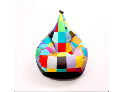 Sedací vak Patchwork joker – zero waste puf ve tvaru křesla na doma i ven