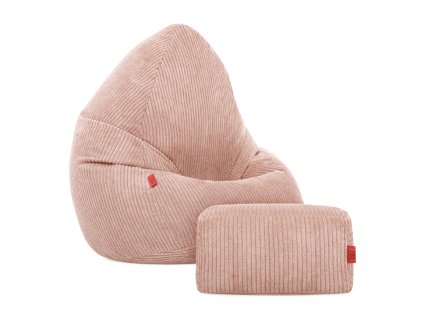 Manšestrový BOHO sedací vak růžový SAKO + podnožka S