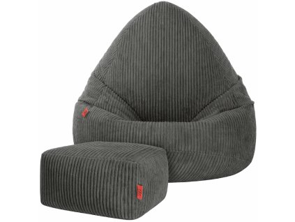 Manšestrový BOHO sedací vak grafitový SAKO + podnožka S