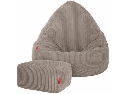 Manšestrový BOHO sedací vak taupe / cappucino SAKO + podnožka