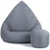 Sedací vak XXXL s podnožníkem – šedý | Pro interiér i exteriér
