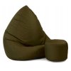 Sedací vak XXXL s podnožníkem olivový khaki do domu a na zahradu