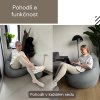 Sedací vak + podnožník šedý z eko kůže velký