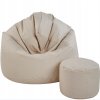 Sedací vak + podnožník béžový z eko kůže velký