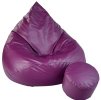 Sedací vak + podnožník fialový z eko kůže středný