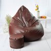 Sedací vak + podnožník hnědý z eko kůže středný