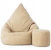 Manšestrový sedací vak pro děti PUDROVĚ BEŽOVÝ + PODNOŽKA ZDARMA