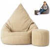 Manšestrový sedací vak pro děti PUDROVĚ BEŽOVÝ + PODNOŽKA ZDARMA