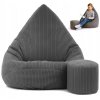 Manšestrový sedací vak pro děti TMAVĚ ŠEDÝ + PODNOŽKA ZDARMA