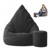 Manšestrový sedací vak pro děti ČERNÝ + PODNOŽKA ZDARMA