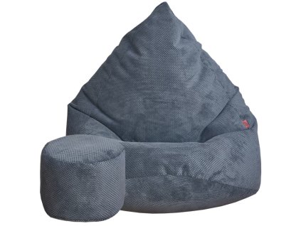 Štýlový grafitový sedací vak s podnožkou pre deti aj dospelých