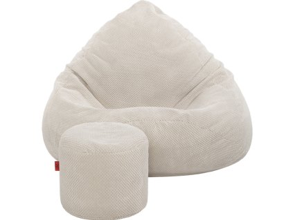 Štýlový béžový sedací vak s podnožkou pre deti aj dospelých