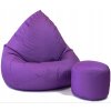 XXXL sedací vak s podnožníkom – fialový | Na terasu aj do obývačky