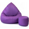 XXXL sedací vak s podnožníkom – fialový | Na terasu aj do obývačky