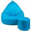 XXXL sedací vak s podnožníkom – modrý | Na terasu aj do obývačky