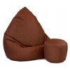 XXXL sedací vak s podnožníkom – hnedý | Na terasu aj do obývačky