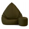 XXXL sedací vak s podnožníkom – khaki | Na terasu aj do obývačky