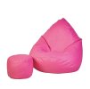 Ružový sedací vak s podnožníkom z eko kože –  veľký