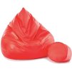 Červený sedací vak s podnožníkom z eko kože –  veľký