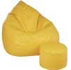 Žltý sedací vak s podnožníkom z eko kože –  veľký