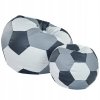 Sedací vak futbalová lopta XXXXL 100 cm s podnožníkom – bielo-šedo-čierna eko koža