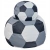 Sedací vak futbalová lopta XXXXL 100 cm s podnožníkom – bielo-šedo-čierna eko koža