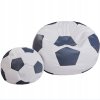 Sedací vak futbalová lopta XXXXL 100 cm s podnožníkom – bielo-čierna eko koža
