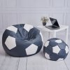 Sedací vak futbalová lopta XXXXL 100 cm s podnožníkom čierno– biela eko koža