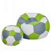 Sedací vak futbalová lopta XXXXL 100 cm s podnožníkom – bielo-šedo-zelená eko koža