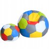 Sedací vak futbalová lopta XXXXL 100 cm s podnožníkom – farebná eko koža