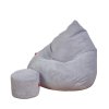 Štýlový sivý sedací vak s podnožkou pre deti aj dospelých