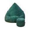 Štýlový zelený sedací vak s podnožkou pre deti aj dospelých