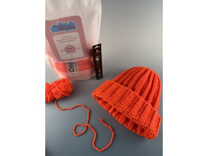 Set easy čepice - Neonová oranžová