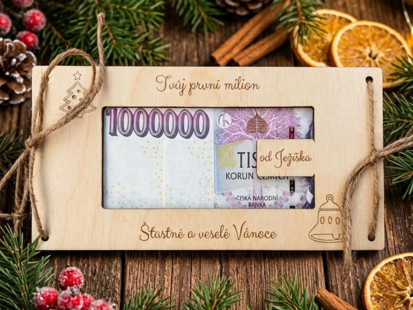 Dřevěná obálka na peníze - MILION