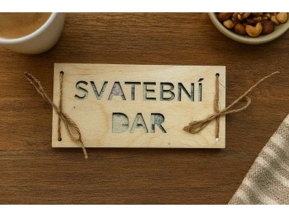 drevena svatebni obalka na penize svatebni dar