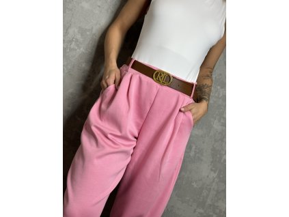 Růžové casual kalhoty
