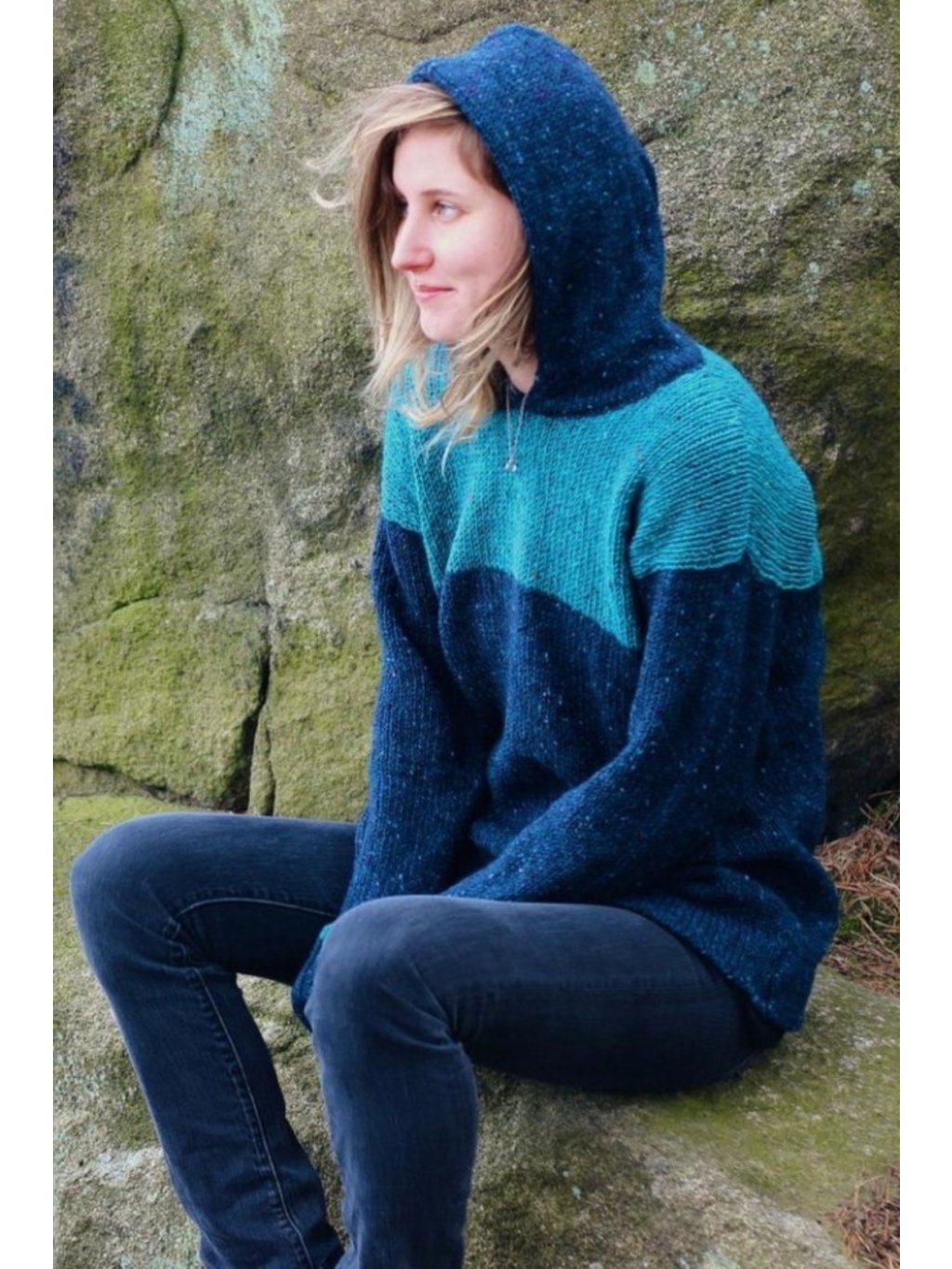 Forest Hood Sweater bicolour svetr ovci vlna