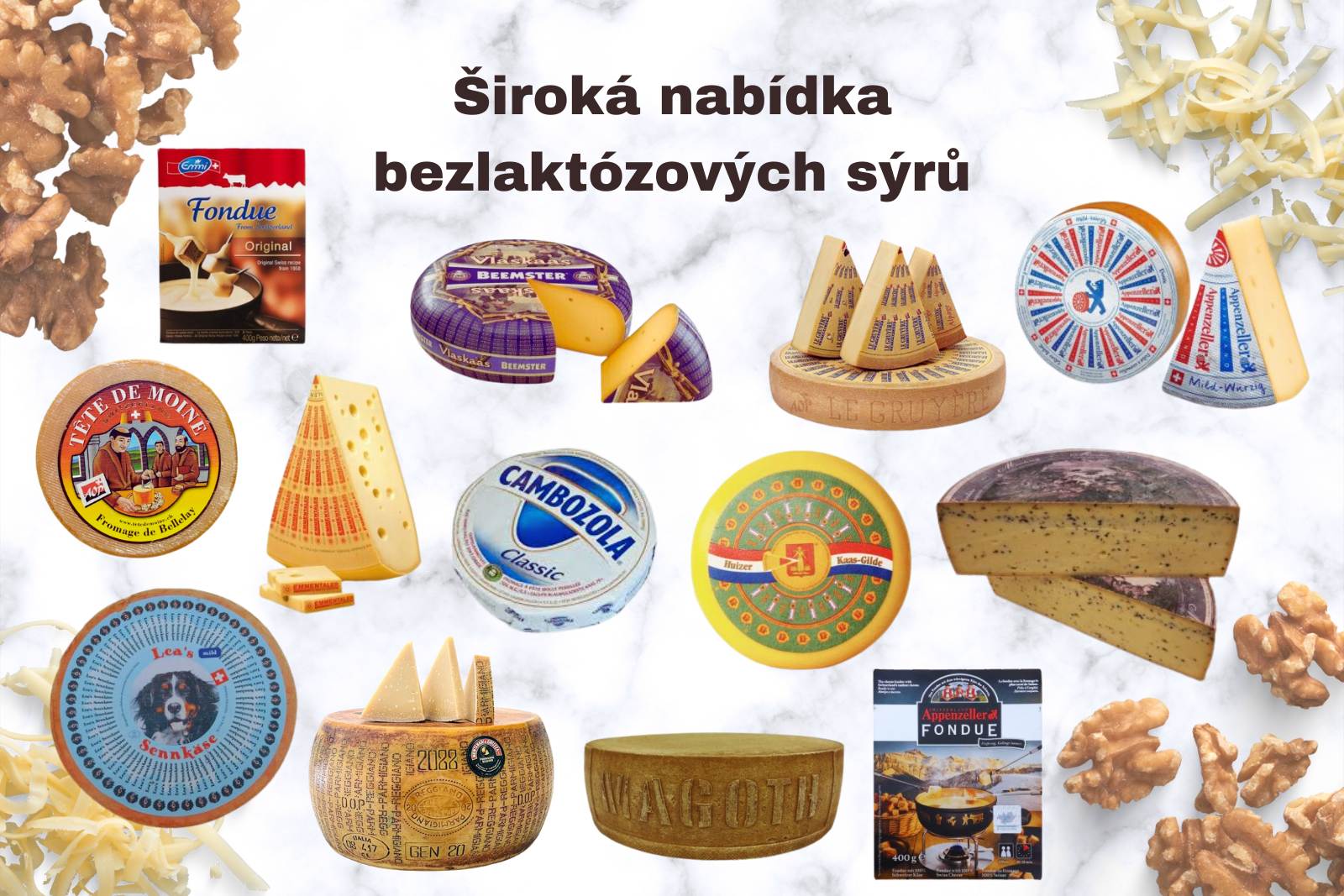 Široká nabídka bezlaktózových sýrů