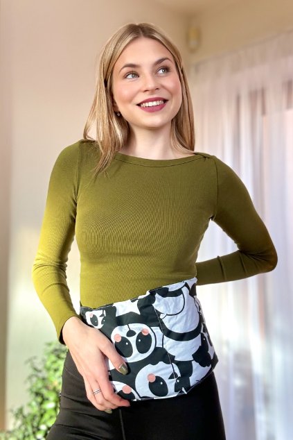 Nahřívací polštářek bederní s pohankovými slupkami 50x20 cm Panda