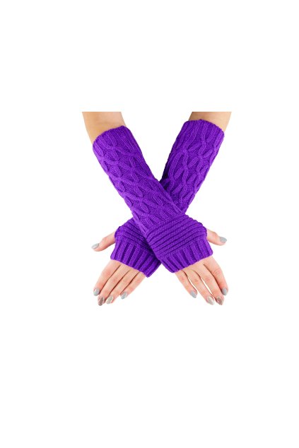 Pletené návleky na ruce VFstyle 30 cm fialové