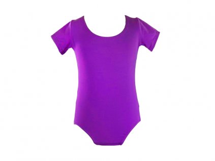 Bavlněný gymnastický dres s krátkým rukávem fialový  Velikost od 122