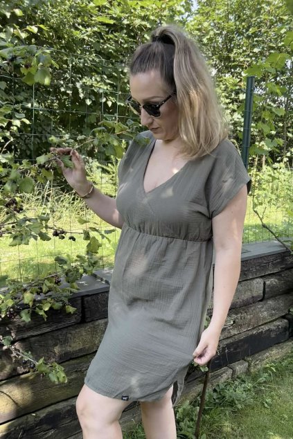 Mušelínové šaty Penelope khaki