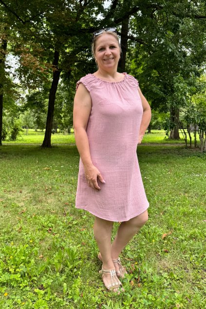 Mušelínové šaty Valentina starorůžové