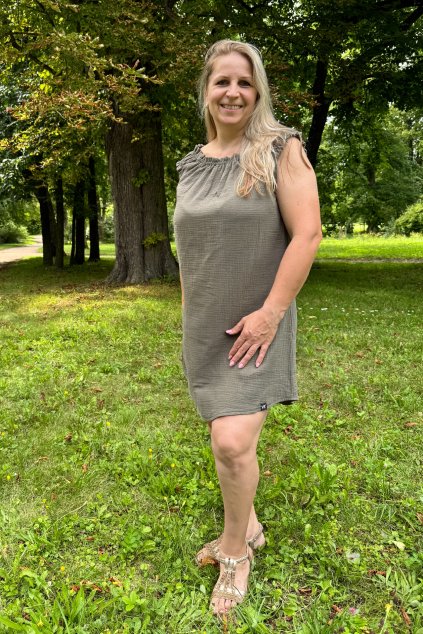 Mušelínové šaty Valentina khaki