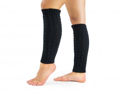 Pletené návleky na nohy VFstyle 40 cm černé